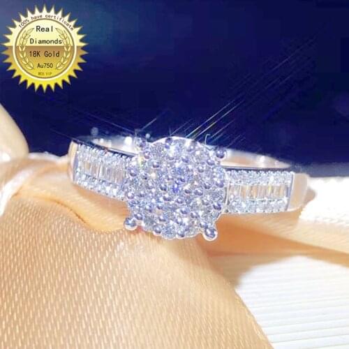 18k white gold diamond ring Engagement&Wedding Natural Real Diamond Ring Jewellery have certificate 09