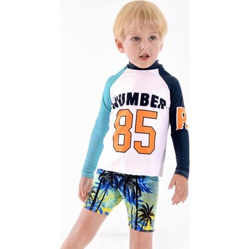 Boys Swimming Suits Children Kids Swimsuit for Boy Two Piece Rash Guard Separate Swimwear Long Sleeve UV Protection Toddler Swim