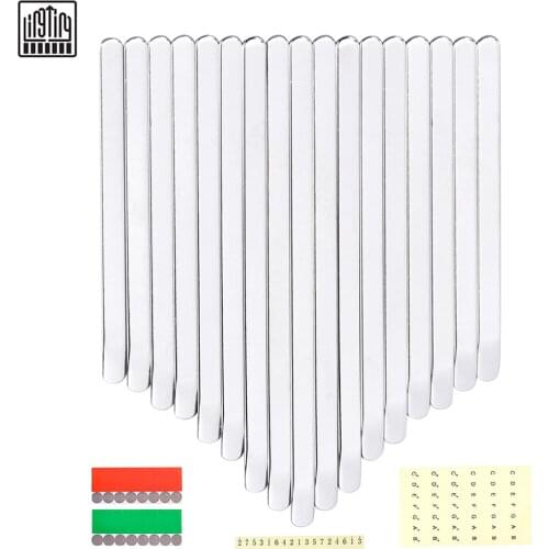 LINGTING 17 Kalimba Keys Thumb Piano Keys Replacement Kit Manganese Steel with Stickers for 17 Key B/C Major Kalimba