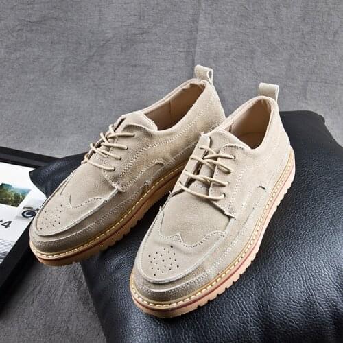 Mens frosted fashion casual lace-up shoes Male Suede Oxford Wedding Leather Dress Shoes Men Flats