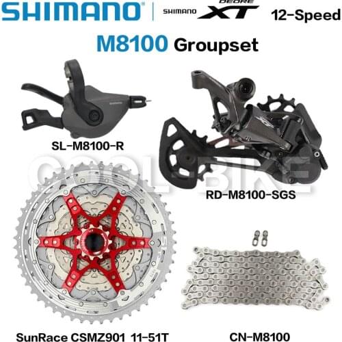 Shimano 12 Speed Groupset DEORE XT M8100 Groupset Shifter Lever Rear Derailleur CSMZ901 51T Cassette M7100 KMC X12 Chain