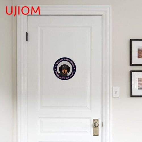 UJIOM I Love My Dachshund Pattern Door Stickers Bedroom Accessories Decoracion Para Sala Decorative Decals Kitchen Mural Art
