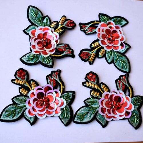 Small Sequin Patches Beaded Cloth Flowers DIY Clothing Accessories Sweater Decorated 3D Flower Patch for Clothes Bags Sock