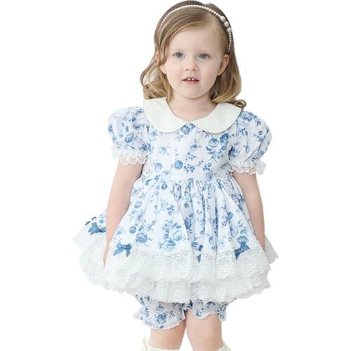 Fashion Hot-Selling Good Quality Childrens Clothing 2021 Summer New Lolita Girls Lace Puff Sleeve Spanish Princess Dress