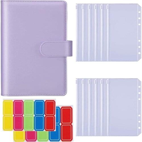 A6 Notebook Binder with 12PCS A6 Binder Pockets,with Magnetic Buckle Closure for Inner Filler Paper
