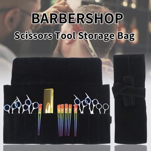 Barbershop Professional Salon Cowhide Scissors Storage Bag Barber Comb Portable Finishing Case Beauty Hairdressing Tool Box