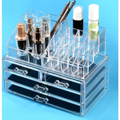 Clear Acrylic 3 Tier 6 Drawers 16 Grid Stackable Large Makeup Organizer Jewelry Storage Case Set Lipstick Cube Holder Dropship