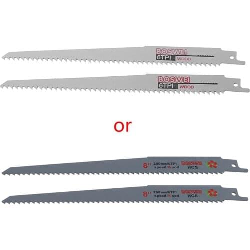 2pcs High Carbon Steel 6TPI 200mm Reciprocating Saw Blade For Cutting Metal Wood