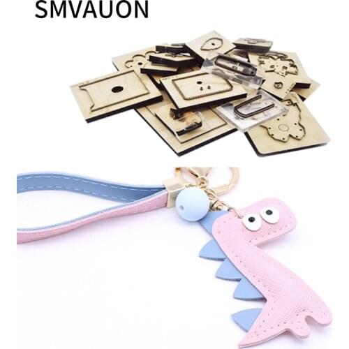 SMVAUON Wooden Cut Die Mold Diy Dinosaur Keychain Decoration Pendant Leather Bag Suitable For Die Cutting Machine
