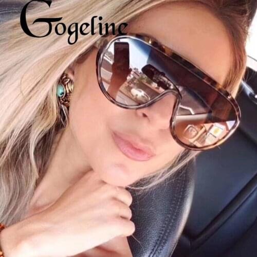 New Oversized Siamese Square Sunglasses Women UV400 Gradient Blue Mirror lens Vintage Male Eyewear Windproof Retro Glasses