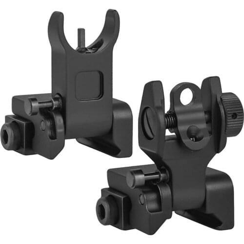 Tactical Hunting Iron Low Flip Up Front & Rear Sight Set Folding Design Profile Quick Detach Rapid Mounts Set Hunting Airsoft