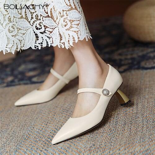 Shoes Womens High Heels Casual Fashion Pumps Ankle Strap Elegant Office Shoes Party zapatos de mujer Thin Heels Ladies Beige