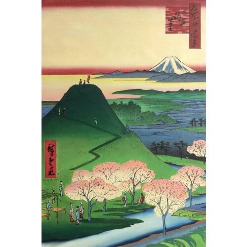 Japanese Hiroshige Oil Painting Landscape Art for Home Decor New Fuji, Meguro, No. 24 in One Hundred Famous Views of Edo