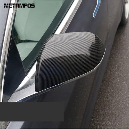 For Tesla Model 3 2018-2020 2021 Carbon Fiber Rearview Side View Door Mirror Cover Trim Protection Cap Accessories Car Styling