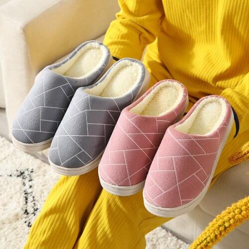 Womens Indoor Home Cotton Slippers Mens Home Warm Couples Cotton Shoes Autumn and Winter Non-Slip Wear-Resistant Slippers