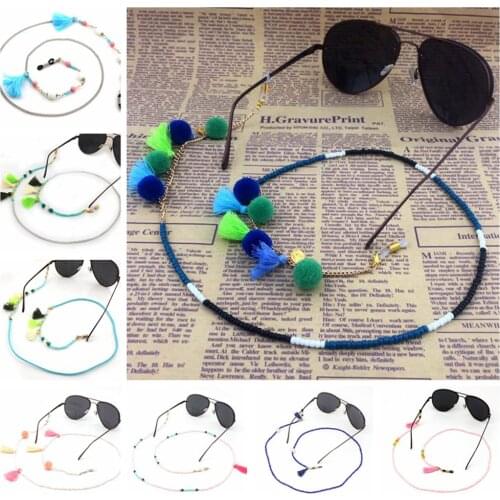 10pc/lot Fashin Tassels Beaded Sunglasses Chain Neck Cord Holder Beads Eyeglass Lanyard with Tassel Pendents