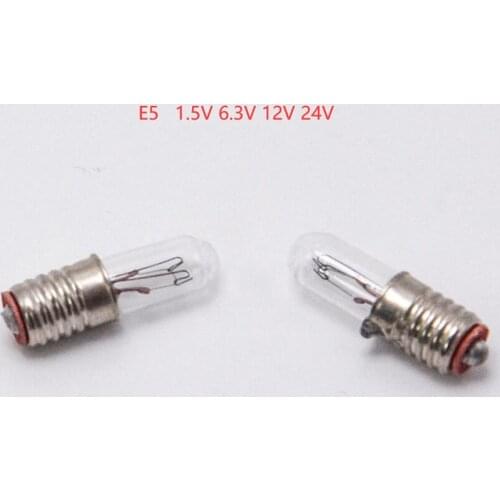 5PCS/lot E5 Bulb 6.3v light bulb E5 12V Indicator light bulb E5 24V Instrument bulb
