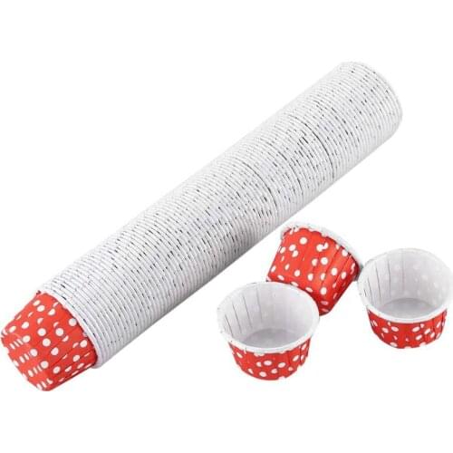 100X Paper Cupcake Liner Muffin Candy Nut Snack Greaseproof Dessert Baking Cups Color: Red Dot: 3.8cm*3cm*5cm