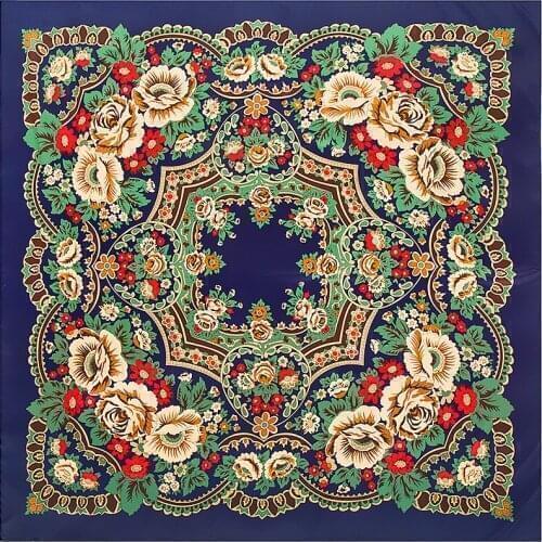 130cm Retro Scarf Women Sunscreen Towel Bohemian Flower Luxury Brand Square Scarf Top Female Kerchief For Ladies Shawl S68