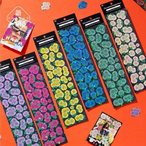 2 Sheets Garden Rose Series Laser Stickers Aesthetic Decorative Scrapbooking Journal Planner Sticker For Kids Craft Stationery