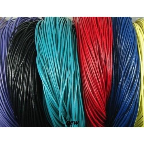 2mm cg34rsor mixed color Jewelry Black brown real Round Genuine Leather cords Necklace Bracele Cord string Rope crystal