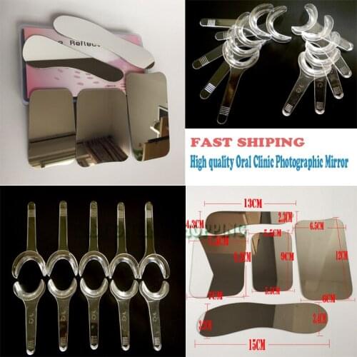 5PCS Dental oral Stainless Steel Photographic Mirror Reflector +10pcs Dental Teeth Whitening Cheek Retractor T-Shape