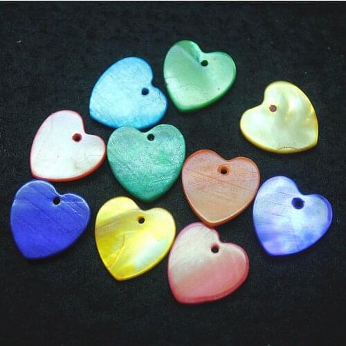 50pcs hot shell pendants heart shape for womens bracelets making 15mm mother of pearl pendants loose beads free shipping for