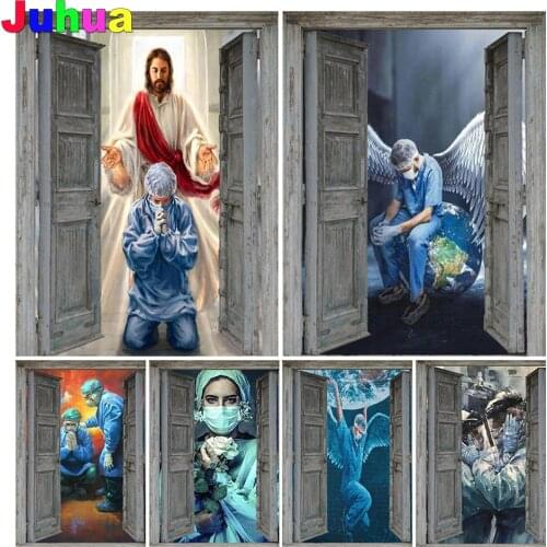 Angel doctor 5d diy diamond painting full drill mosaic vintage door landscape diamond embroidery gift diamond stitch home decor