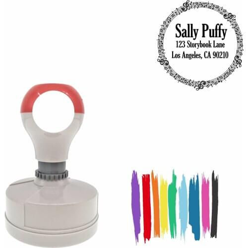 Bbloop Music Notes Design Round Pre-Inked Laser-Cut Address Stamp