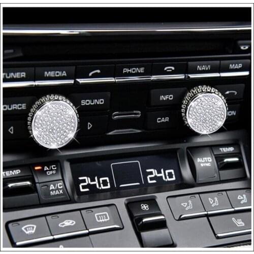 For Porsche Panamera Cayenne Macan 2PCS Luxurious Rhinestone Car Interior Air Conditioning Switch Frame Cover Trim Car Styling