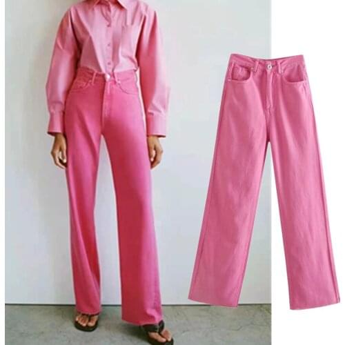 Jenny&Dave Wide Leg Jeans Ins Fashion Blogger Vintage Loose Colorful Mom Jeans Woman High Waist Loose Denim Pants For Women