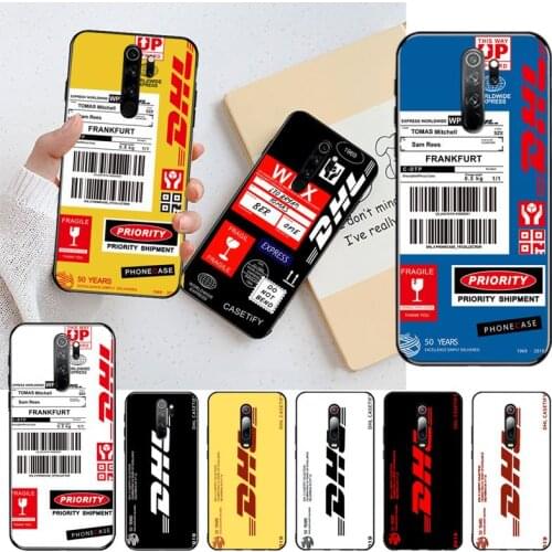 DHL Express 50th Anniversary Edition Label Black TPU Soft Phone Case Cover for Redmi Note 8 8A 8T 7 6 6A 5 5A 4 4X 4A Go Pro