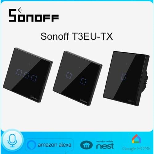 Sonoff T3EU 1/2/3 gang TX Series 433Mhz RF Remote Controlled Wifi Wall Light Switch With Border Works With Alexa Google Home
