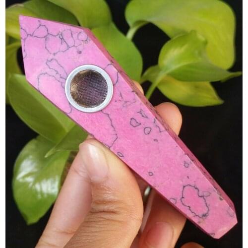 Artificial Bluish Turquois Quartz Crystal Smoke Pipes Cigarette Holder Reiki