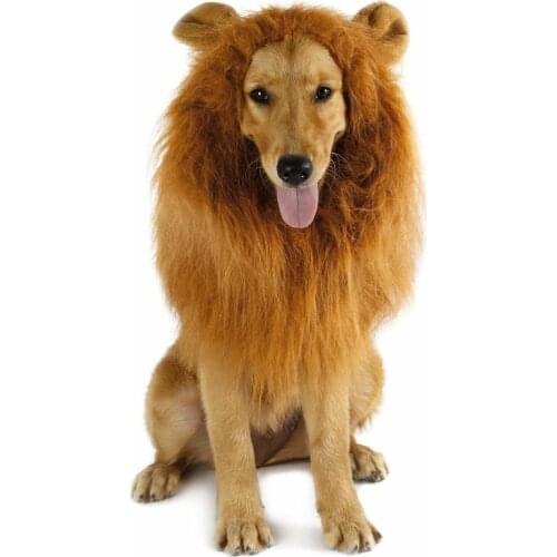 4 colors Pet Costume Lion Mane Wig/Ears for Large Dog Halloween Clothe Fancy Dress up