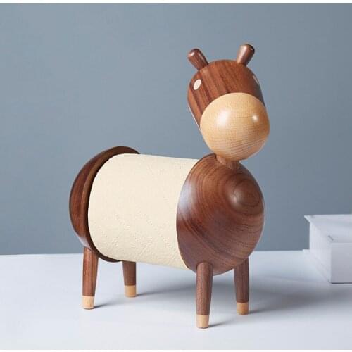 Wooden art creative home solid wood donkey desktop living room household paper towel rack ornaments