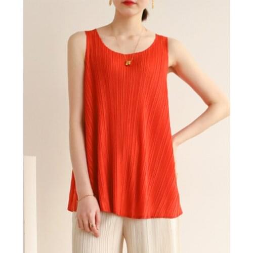 Issey 21 summer Miyak pleated casual Tees plus size ruched solid basic T-shirts fresh and cool loose fashion running yoga Tops