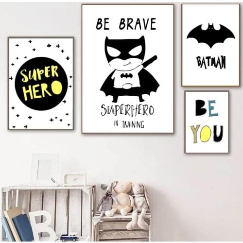 Cartoon Superhero Batman Canvas Painting Baby Room Wall Art Decor Posters and Prints Kids Nursery Playroom Decoration Cuadros