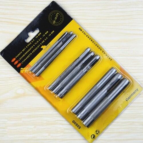 9 in 1 hollow punch set for leather belt belt holes making tool leather craft tool 2.5 /3 /4 /5 /6 /7/ 8/ 9 /10mm