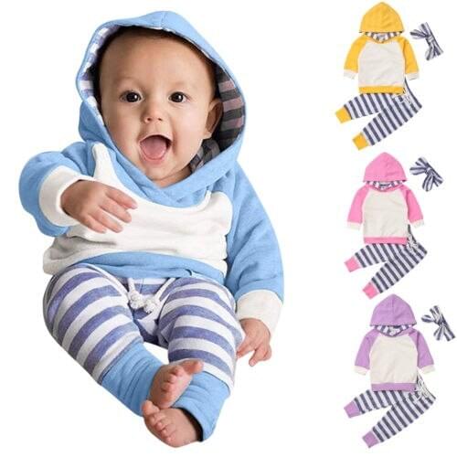 Baby Boy Girls Outfits Clothes Hooded Tops Sweatshirt Leggings Headband Set