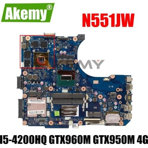 NEW Laptop motherboard For Asus N551JW G551JW N551JM G551JM N551J G551J Test original mainboard I5-4200HQ CPU V2G GTX960M