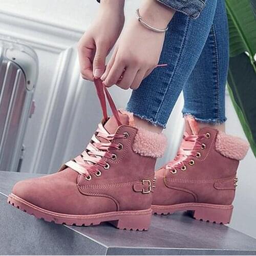 Autumn Winter 2021 Motorcycle Boots Womens Cotton Boots Plus Velvet Warm Shoes Rivet Womens Ankle Boots Winter Shoes Women
