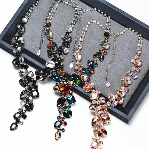 Luxury Colorful Rhinestone Necklace Bridal Jewelry Special-Shaped Crystal, Retro Personality, Prom Wedding Accessories CORUIXI