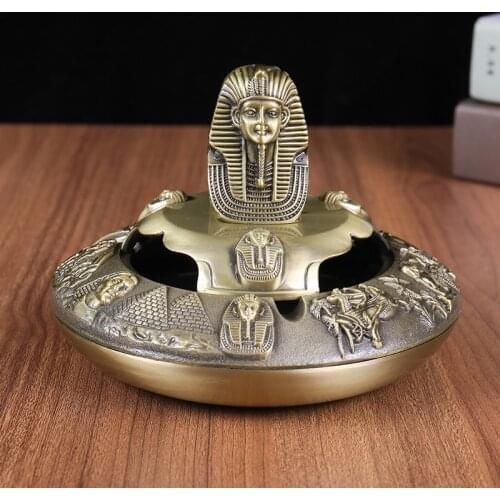 DXUIALOI Retro Creative Personality Zinc Alloy Crafts Plating Character Pattern Ashtray Desktop Decoration Home Decoration