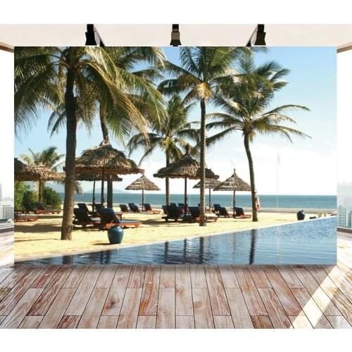 Beach Deck Chair Coconut Conch Backdrops Artistic Photos Background Decorations for Summer Holiday Theme Photography Props