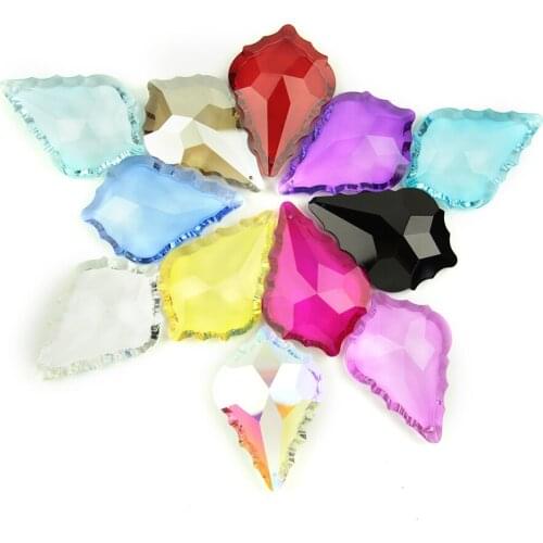 38mm/50mm Mixed Colors Maple Leaf Crystal Chandelier Part Pendant Glass Lamp Prisms Parts Hanging Pendants Decor