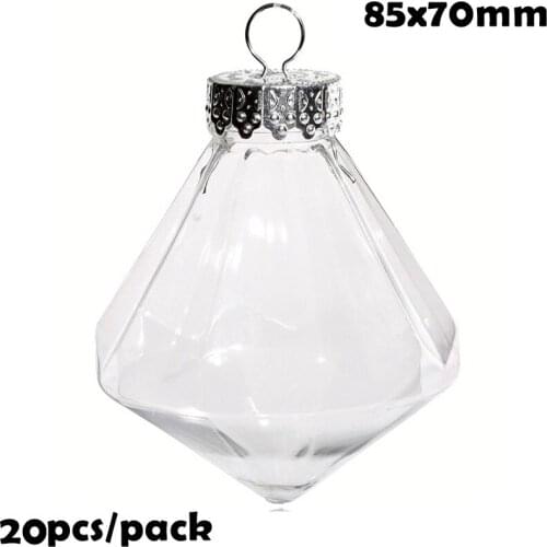 Promotion - 20 Pieces x DIY Paintable/Shatterproof Christmas Decoration Ornament Fillable 85x70mm Plastic Diamond