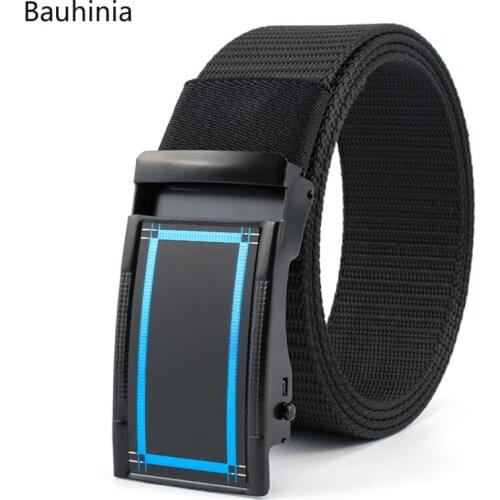 New 130x3.8cm Youth Fashion Alloy Automatic Buckle Nylon Belt Breathable/Wearable 8 Colors Business Mens Belt