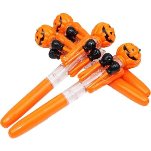 2PCS Cartoon Cute Pumpkin Ballpoint Pen With Light Multifunctional Decompression Toy Pen Ven Pluma Water Pen Stationery Stude