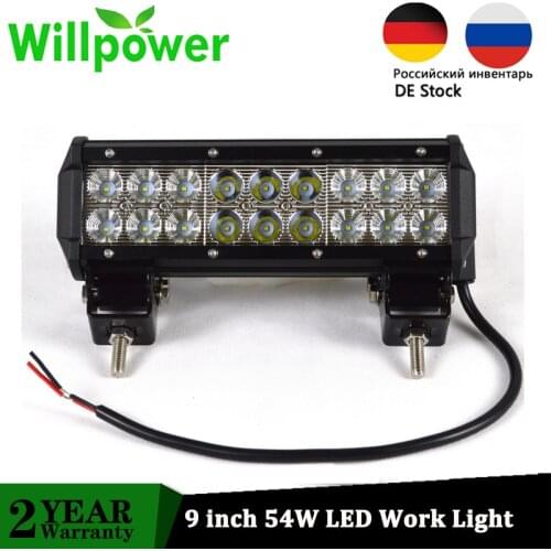 9 inch 54W SUV Offroad LED Light Bar Dual Row Combo Beam CE RoHS Work Driving Fog Lamp 4x4 4WD ATV UTV 12V 24V